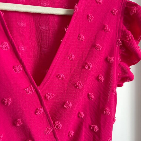 BTFBM Women V Neck Summer Dress 2025 Cap Sleeve Swiss Dot Boho Flowy Ruffle Slit - Picture 3 of 4